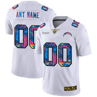 Men's Los Angeles Chargers Customized 2020 White Crucial Catch Limited Stitched Jersey